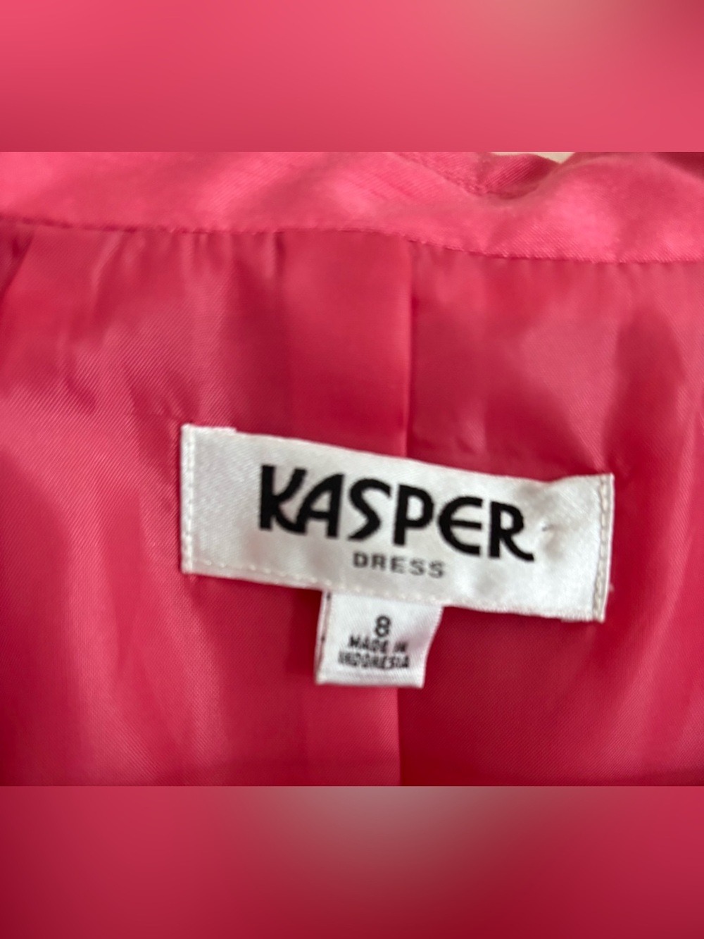 Kasper Hot Pink Classic Fit & Flare Dress w Tailored Princess Seams & Sash Sz 8 - Picture 2 of 15
